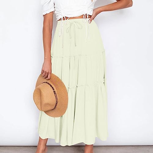 Women's Summer Skirts Maxi Skirt Elasticated Waist Lace Up Long