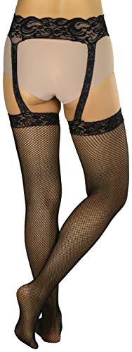 Image of ToBeInStyle Women's Attached Garter Belt Suspender Nylon Stocking Pantyhose