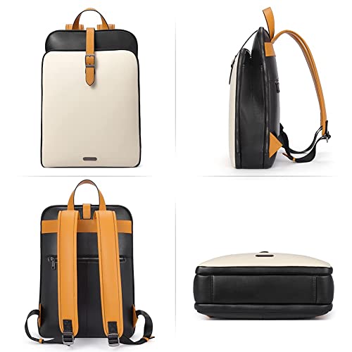 Image of CLUCI Leather Backpack for Women, 15.6 inch Laptop Bag, Large Genuine Work Backpack Travel Back
