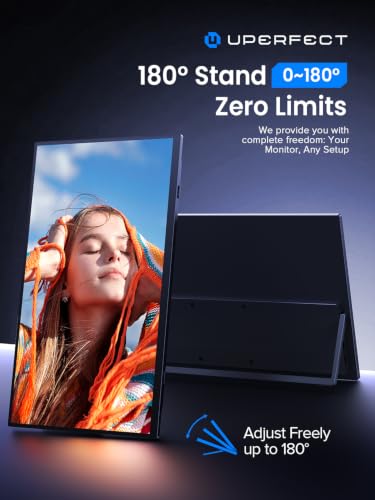 Image of UPERFECT 4K Portable Monitor Touchscreen, 15.6 inch 125% sRGB Laptop Monitor, 3840 * 2160 UHD, 450 Nits Ultra-Slim Monitor, USB-C & MINI HDM, VESA & Stand, Travel Screen for Computer, PC, Game Consoles