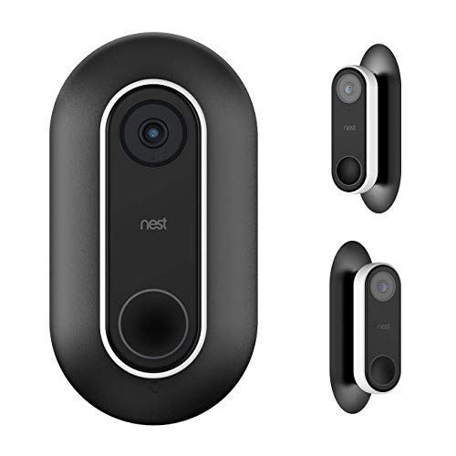 Gelink Wall Plate with L25°/R25°Wedge for Nest Hello Doorbell, Plastic Wall Mount Bracket Cover Wedge Kit [works with Original 15°Adjustable Wedge](Black)