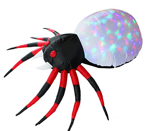 Joiedomi Halloween Inflatable Blow-up Spider with Kaleidoscope Light Inside - 4 Feet Wide