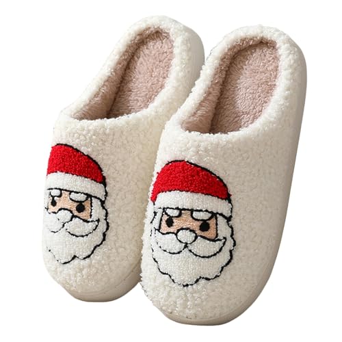 Christmas Reindeer Slippers for Women Soft Plush Fuzzy Cozy House Slippers Indoor Outdoor Shoes Cute Cozy Plush Warm Slip On House Shoes Cartoon Slipper