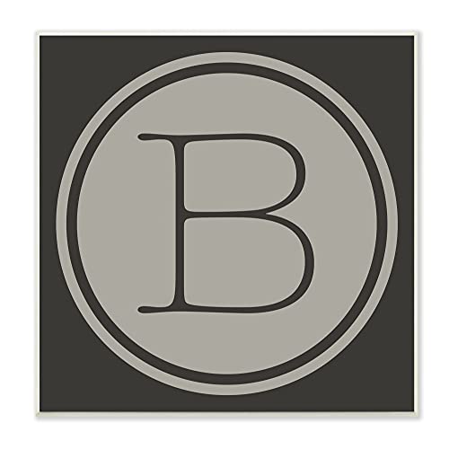 Stupell Industries Modern B Initial Round Elevator Key Shape Wood Wall Art