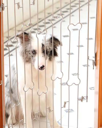 Portable-Foldable-Pet-Gate-for-Front-Doors-Durable-Retractable-Dog-Fence-with-Easy-Setup-for-Puppy-Training-Enhancing-Home-Safety-and-Security-with-Bone-Style-Design-Silver - Cucciolini Doodles   Portable-Foldable-Pet-Gate-for-Front-Doors-Durable-Retractable-Dog-Fence-with-Easy-Setup-for-Puppy-Training-Enhancing-Home-Safety-and-Security-with-Bone-Style-Design-Silver