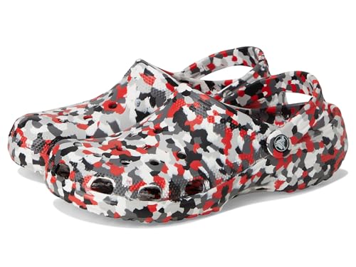 Crocs Unisex Classic Marbled Tie-Dye Clogs, Red/Multi Confetti, 10 Women/8 Men, Medium