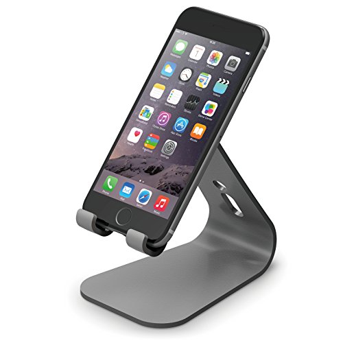 elago® M2 Stand [Dark Grey] - [Premium Aluminum][Angled for Video Calls][Cable Management] - for All iPhones, Galaxy, and Other Smartphones