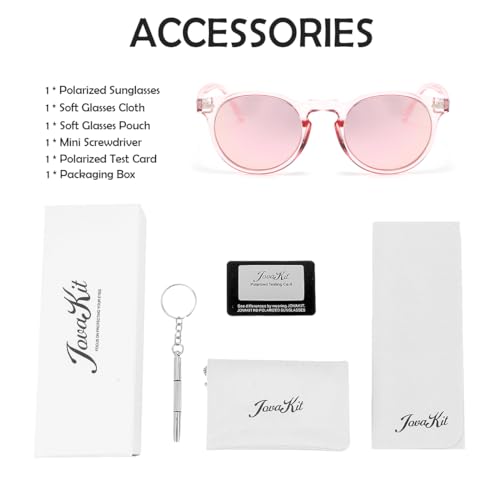 Image of JOVAKIT Vintage Kids Polarized Sunglasses for Girls Boys Age 2-9, Round Sun Glasses for Children UV400 Protection
