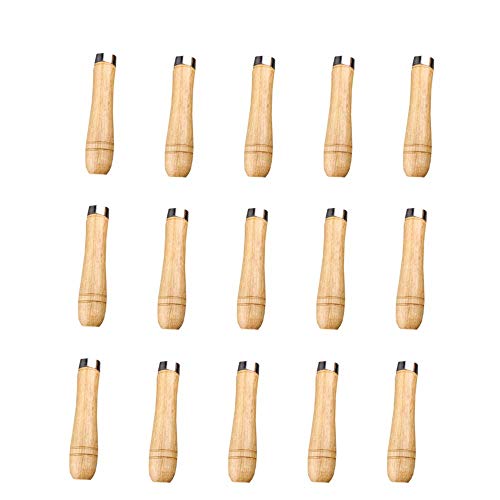 Shuny 15 Pcs Mango de Madera,Mango de Archivo de Madera con Collares MetáLicos Fuertes,Mango de Madera para Herramienta de Corte de Archivos Craft, Adecuada para Limas de 4-6 Pulgadas de Varias Formas