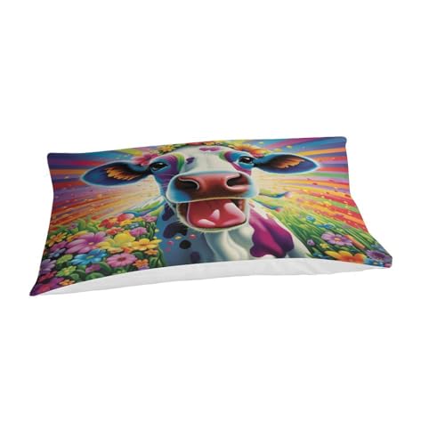 Housse de couette vaches 3D infroissable en microfibre douce pour lit simple 135x200