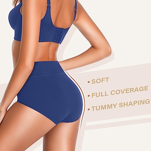 OLIKEME High Waisted Underwear for Women Tummy Control Cotton Panties Postpartum Ladies Briefs Multipack2