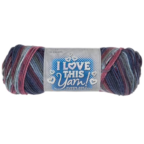 Image of Hobby Lobby Print I Love This Yarn - 4 Medium 100% Acrylic, 252 Yards, Yarn for Crocheting Knitting Blankets, Hats & Accessories, Set of 2, 428 Plums