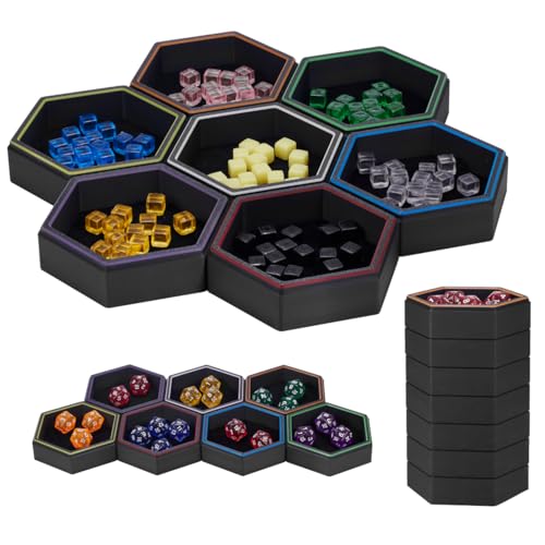 Magnetic Board Game Storage Trays, Hexagonal Modular Organizer, Flexibility Customize Layout Tray Accessory, Holds Tabletop Bits, Components, Pieces, Dices (7-Pack)