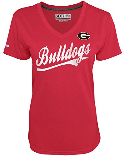 SECTION 101 by Majestic NCAA Women's Tailgate Fashion Fit Short Sleeve V Neck Tee