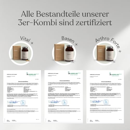 Liebscher & Bracht Premium Nahrungsergänzungsmittel 3er-Kombi: 1x Vital+ / 1x Arthro Forte+ / 1x Basen+ für 2 Monate, vegan, lactose- & glutenfrei, laborgeprüft