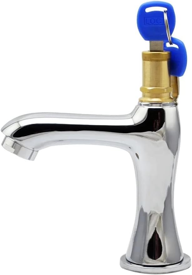 24x7 eMall Tap With Lock and Key, 1/2" Thread Water Pillar Cock, Lockable Faucet for Outdoor Garden, Brass Water Tap