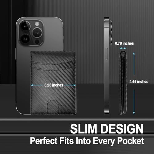 Wallets for Men Stocking Stuffers Gifts: Christmas Gift Valentines Day Gifts for Him Dad/Husband Fathers Day Birthday Multi-Card Cash Clip Carbon Fibre Texture Ultra-thin Design Business Daily Carry4