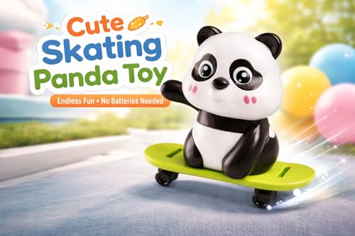 Image of Panda Wind Up Toy with Skateboard | Cute Wobbling Panda Toy | Roly Poly Toys for Babies | Infant Interactive & Educational Toys for Toddlers 1-3 Years | Home Decor & Gift (Skating Panda)