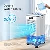 Evaporative Air Cooler, Windowless Portable Air Conditioners Fan w/3 Modes & 3 Speeds, 12H Timer for Smart Auto-off, 2-Gal Tank for 20H Cooling,16FT Remote,No Hose Needed,46db Swamp Cooler