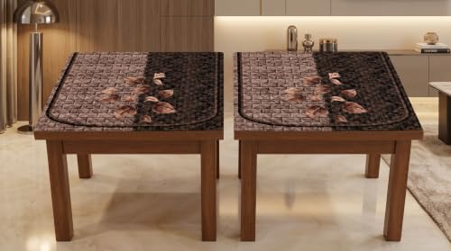 Image of KINGLY Quilted Velvet Sofa Cover Coffee Brown 2 Pc Stool Cover