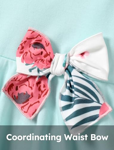 Image of PATPAT Girls Summer 2 Piece Outfits 4-12Y Butterfly Bow Sleeveless Tunic Tops and Floral Print Shorts Cute Clothes
