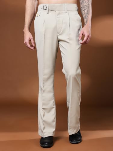 Image of Gurkha Pants for Men | Trouser for Men | Formal Pant | Single Buckle | Bell Bottom Trouser High Waist Pleated Casual Trousers | Flared Bottom Leg Pants for Office Smart Casual Travel Party