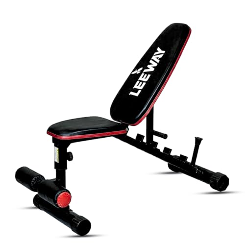 Image of Leeway LF80 Bench Press for Home Gym Setup | Adjustable Foldable Multipurpose Gym Bench for Home Workout | Incline Decline Flat | Leg Extension Table /Chair | 180 Kg