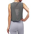 Blusas de treino curtas Mippo femininas de malha nas costas regata feminina para treino, Dark Gray, X-Small