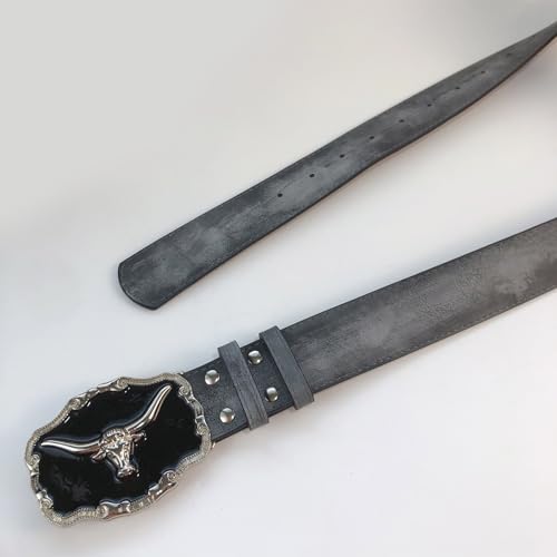 Carved Cow Head Belt Aesthetic PU Belt Waistband Decorative Belt for Pants Jeans Vintage Western Waiststrap4