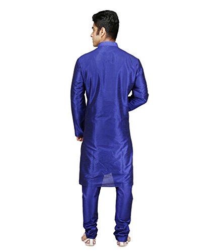 Kurta pyjama de seda cómodo para evitar calor conjunto azul real hombre 40 2