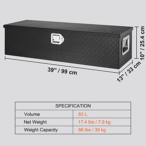 Vevor 39X13X10 BLACK TRUCK BED TOOL BOX Heavy Duty Aluminum Truck Bed Tool Box, Diamond Plate Tool Box thumb #6