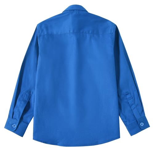 Image of Boys' Button Down Dress Shirts Kids Long Sleeve Solid Collared Uniform Shirt for Toddler Boy (Size 2T-20)