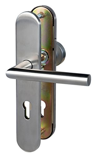 28820010B Schutzbeschlag Moskau -LS Edelstahlsatiniert Knopf/Drücker PZ für Wohnungseingangstüren 72 mm Drückergarnitur Türdrücker