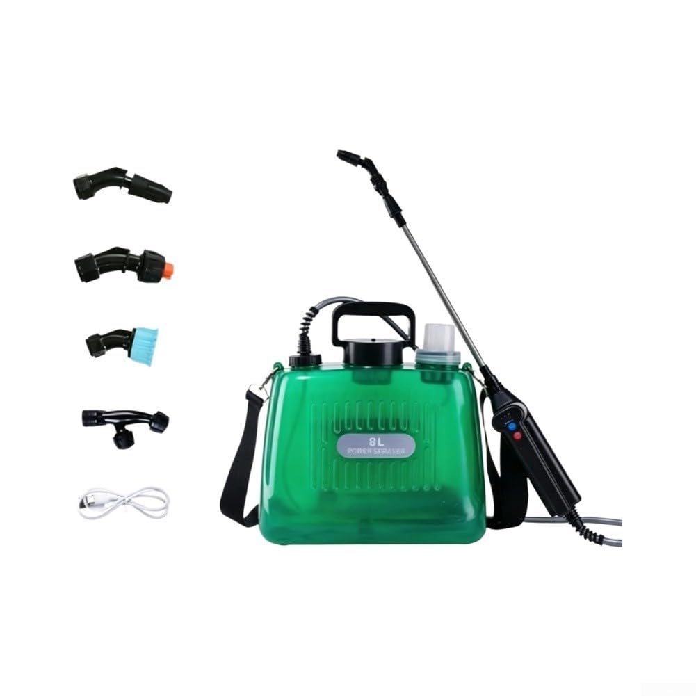 Elektrische Gartenspritze, 8 Liter (2 Gallonen), wiederaufladbare | Pumpspritze mit 3 einstellbaren Druckstufen, leichte, tragbare elektrische für Gartenarbeit,