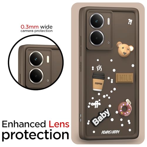 Image of Pikkme Back Cover for Realme P3 5G | Cute Fun Cartoon 3D Bear Silicone Full Body Protection Bumper Case (Brown)