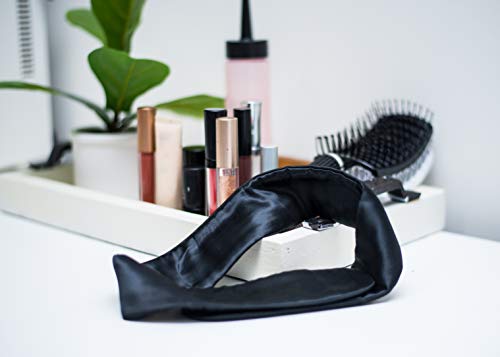 Celestial Silk Spa Headband 100% Mulberry Silk Adjustable Facial Headband For Women - Use For Washing Face, Skincare, Makeup – Black Silk Beauty Hairband Perfect For Thick Or Curly Hair #TOP3