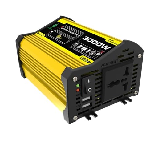 3000W Power Inverter DC 12V To AC 110/220V Car Voltage Transformer Portable Power Inverter(Yellow 12V to 110V)