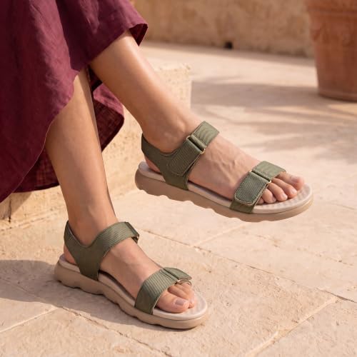 Image of Frido Cloud Comfort Back Strap Sandals for women, Stylish Sandals with Ergonomic Arch Support, Soft Cushioned Footbed & Breathable Canvas Upper for Work, Travel & Outings