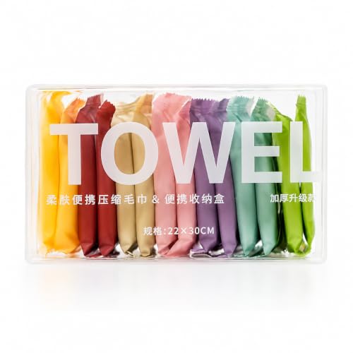 Image of Portable Compressed Towel Tissue Set (28 Pcs) | Disposable Coin Towels with Storage Case | Travel Face Towels for Camping Hiking Office Gym Salon Restaurant Outdoor & Emergency Use