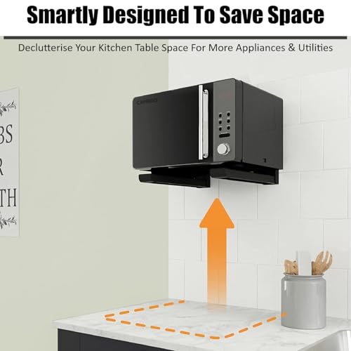 Image of Caprigo Heavy Duty Oven & Microwave Wall Mount Stand | Universal OTG Wall Stand | Oven & Grill Wall Mounting Bracket & Shelf | Microwave Wall Holder for Kitchen (White-M488)
