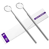 MJW 2pc Dental Mirror for Teeth Care, Lash Extensions & Pet Inspection – Stainless Steel with Non-Slip Handle 6.5
