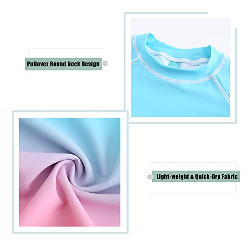 Image of Girls Rash Guard Swimsuits Short Sleeve Swim Shirt for Kids Girls One Piece Bathing Suit Swimwear 7-16 Years