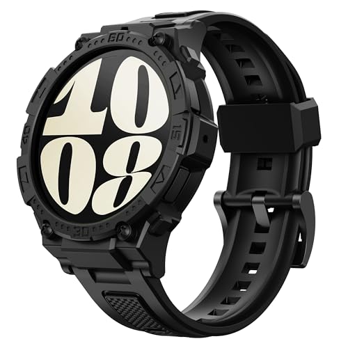 GELISHI Compatible with Galaxy Watch 6 Band 40mm Case Rugged Men Sport Band Protective Bumper Case for Galaxy Watch 6/5/4 40mm Black