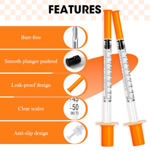 Image of 0.5ml Syringe with Cap, 31G 1 /3 inch 1 /2cc Syringes, Pack of 100
