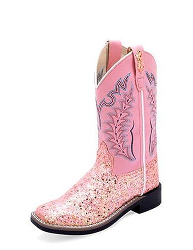 Old West Boots Unisex-Child All Over Leatherette Material Broad Square Toe Boots (Toddler/Little Kid) Western