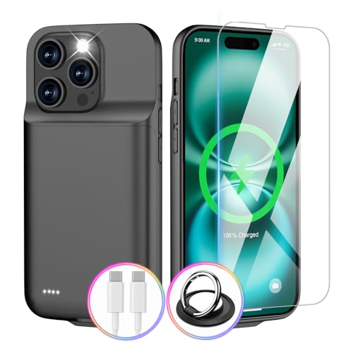Battery Case for iPhone 16 Pro - Slim Charging Case, Dual 15W Fast Charging- Enhanced 8600mAh Rechargeable Case Priority Charging Premium Protective Battery Charger Case for iPhone 16 Pro (6.3