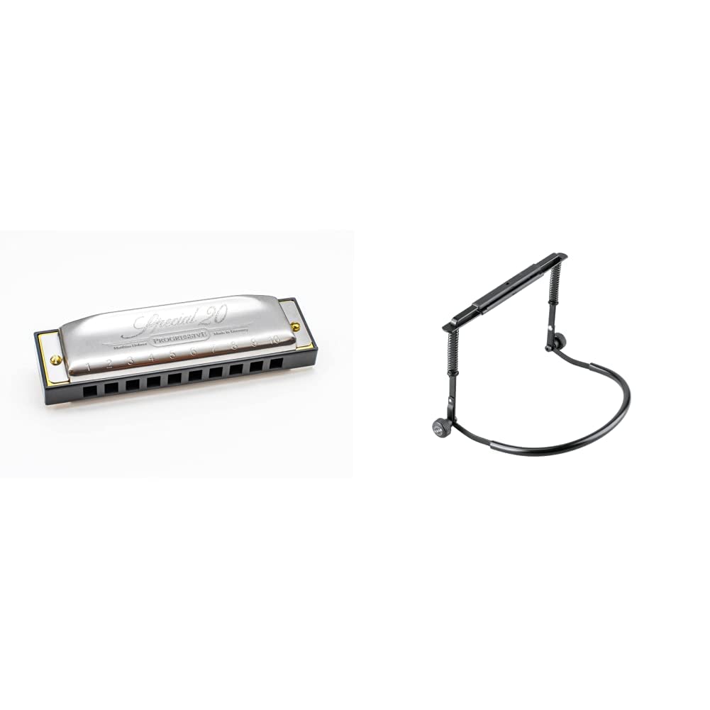 HOHNER HOM560017 Special 20 C Harmonica & Koing and Meyer 16416 Harmonica/Blues Harp Holder, Black