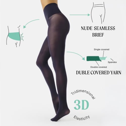 Image of CALZITALY Seamless Tights, 50 DEN High-Waist Pantyhose with no seams, Multi Color Opaque Tights - S, XXL, Italian Hosiery