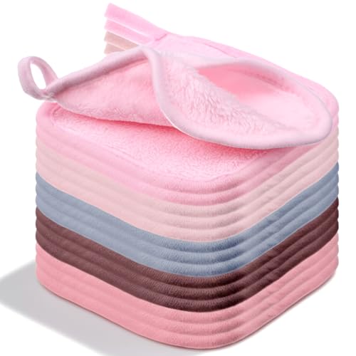 Yuanchu 15 Pcs Reusable Makeup Remover Cloths, Ultra Soft Microfiber Makeup Remover Towels for Face Eraser Cloths Gentle Eye Makeup Remover Pads for All Skin Types, 5' x 5', Multicolor