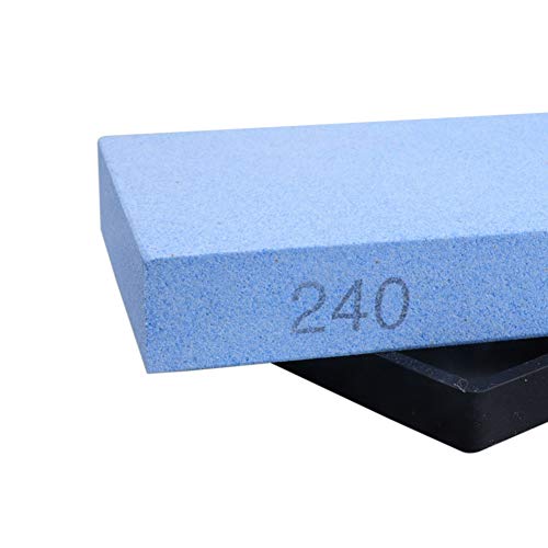 Meijunter Couteaux de Ménage Pierre à Aiguiser - Simple Face 240 Grains avec Base en Silicone Antidérapant
